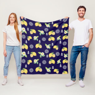 Zomerse citroenen fleece deken