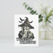 Zomerse gothic Spooky Witch met ijsje Briefkaart (Staand voorkant)