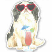 Zomerse Japanse Chin Vinyl Sticker (Voorkant)