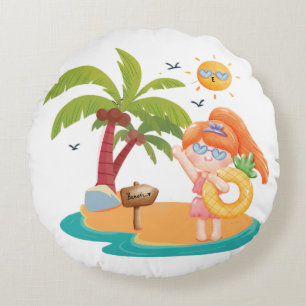 zomerse kinderen rond kussen