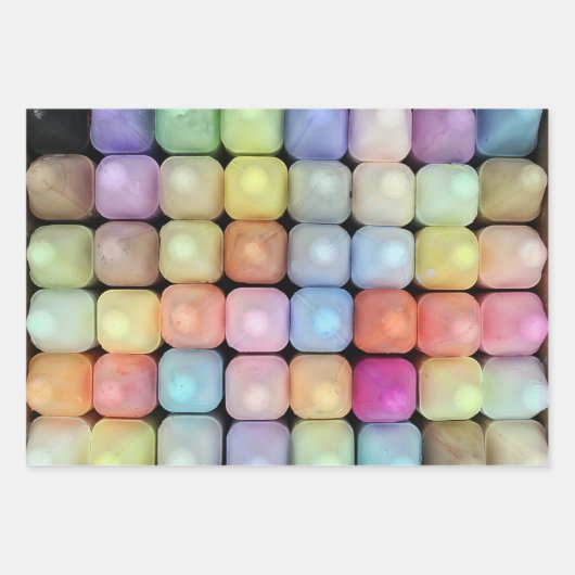 Zomerse kleuren van pastel krijt stokken inpakpapier vel (Voorkant)