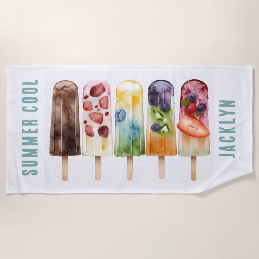 ZOMERSE KOELE, KLEURRIJKE POPSCLES STRANDLAKEN (Voorkant)