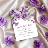 Zomerse Paarse Fijne Violette Bloemen Baby shower Save The Date