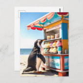 Zomerse pinguïn bij Ice Cream Stand Briefkaart (Voorkant / Achterkant)