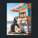 Zomerse pinguïn bij Ice Cream Stand Briefkaart<br><div class="desc">Stuur coole groeten met deze Summertime Penguin bij Ice Cream Stand briefkaart. Met een charmante pinguïn die geniet van een traktatie op een levendige ijsstandaard, is dit speelse ontwerp perfect voor het delen van de vreugde en plezier van de zomer met vrienden en familie</div>