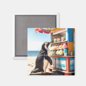 Zomerse pinguïn bij Ice Cream Stand Magneet (Voorkant / Achterkant)
