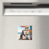 Zomerse pinguïn bij Ice Cream Stand Magneet (Insitu (Vaatwasser))