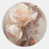 Zomerse Rozen Elegante bruiloft Ronde Sticker (Voorkant)