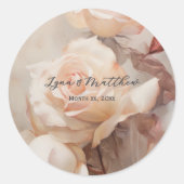 Zomerse Rozen Elegante bruiloft Ronde Sticker (Voorkant)