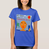 Zomerse selfie ontwerp op Dames Blauw T-shirt (Voorkant)