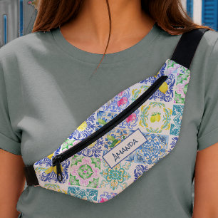 Zomerse Siciliaanse citrus Mediterrane azulejo Heuptasje