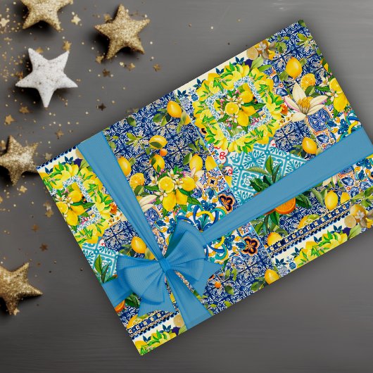 Zomerse Siciliaanse Mediterrane Citrus keramische  Cadeaupapier