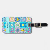 Zomerse Siciliaanse turquoise kleurrijke azulejo A Bagagelabel (Voorkant horizontaal)