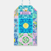 Zomerse Siciliaanse turquoise kleurrijke azulejo A Cadeaulabel (Achterkant)