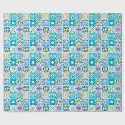 Zomerse Siciliaanse turquoise kleurrijke azulejo A Cadeaupapier (Vlak)