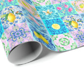 Zomerse Siciliaanse turquoise kleurrijke azulejo A Cadeaupapier (Rol Hoek)