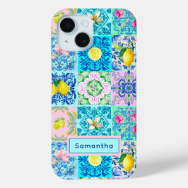 Zomerse Siciliaanse turquoise kleurrijke azulejo A iPhone 15 Case