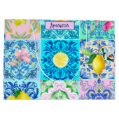 Zomerse Siciliaanse turquoise kleurrijke azulejo A Groot Cadeauzakje (Achterkant)