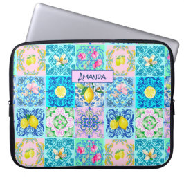 Zomerse Siciliaanse turquoise kleurrijke azulejo A Laptop Sleeve