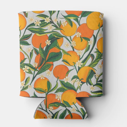 Zomerse Sinaasappels Citrusvruchten Bloemenpatroon Blikjeskoeler (Achterkant)