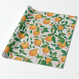 Zomerse Sinaasappels Citrusvruchten Bloemenpatroon Cadeaupapier