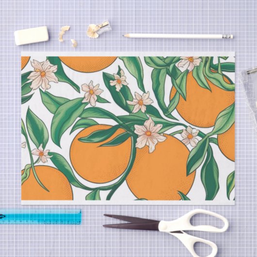 Zomerse Sinaasappels Citrusvruchten Bloemenpatroon Tissuepapier (Craft)