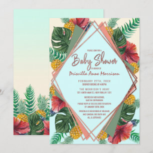 Zomerse tropische ananasblad Floral Baby shower Kaart
