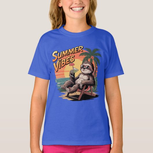 zomerse vibes luiaard t-shirt (Voorkant)