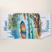 Zomerse Waterverf Strandstoel & Unbrella Seashore Strandlaken (Voorkant)