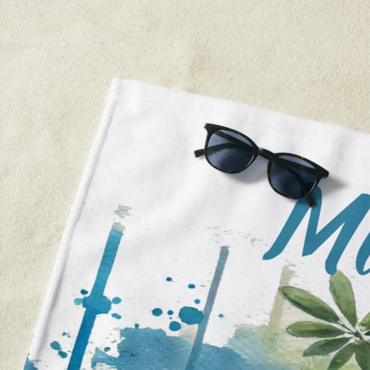 Zomerse Waterverf Strandstoel & Unbrella Seashore Strandlaken (In situ)