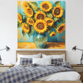 Zomerse Zonnebloemen Canvas Afdruk (Insitu (Slaapkamer))
