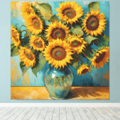 Zomerse Zonnebloemen Canvas Afdruk (Insitu (Houten vloer))
