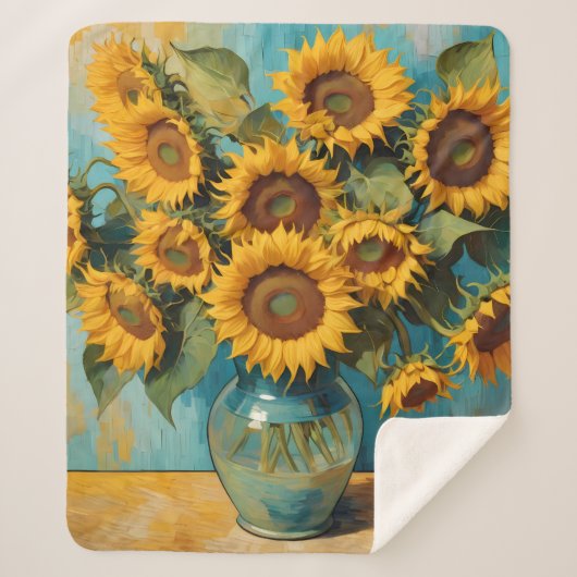 Zomerse Zonnebloemen Sherpa Deken (Voorkant)