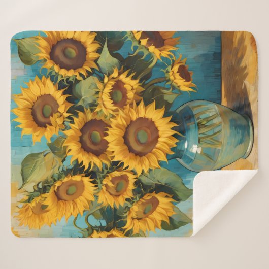 Zomerse Zonnebloemen Sherpa Deken (Voorkant (horizontaal))