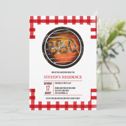 Zomerspeeltuin bq grill gingham kaart (Staand voorkant)