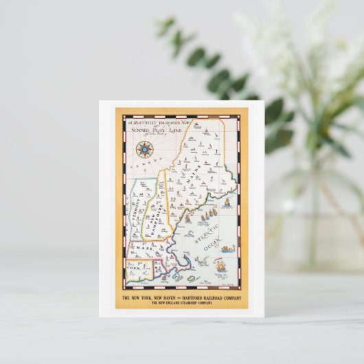  zomerspel Land New England reisposter Briefkaart (Staand voorkant)