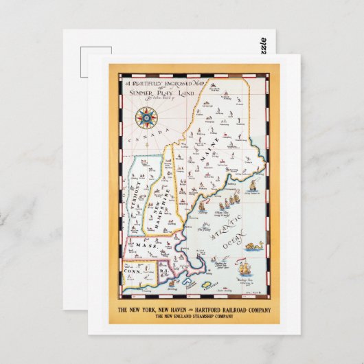  zomerspel Land New England reisposter Briefkaart (Voorkant / Achterkant)