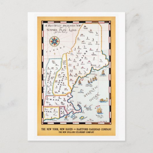  zomerspel Land New England reisposter Briefkaart (Voorkant)