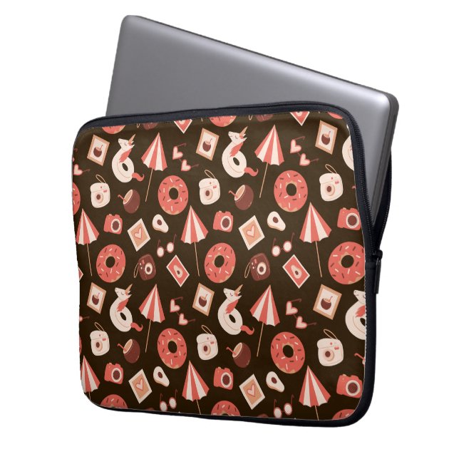 Zomerspullen Chocolade bruine achtergrond Laptop Sleeve (Voorkant Links)
