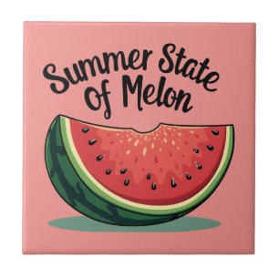 Zomerstaat van Meloen Retro Fruit Kunst Tegeltje