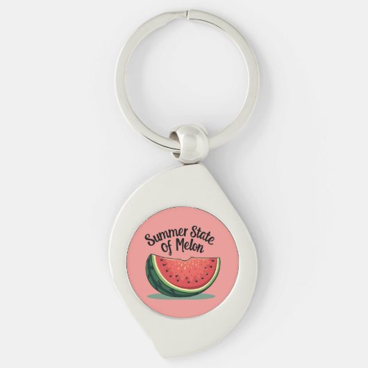 Zomerstaat van Melon Retro Fruit Art Sleutelhanger (Voorkant)