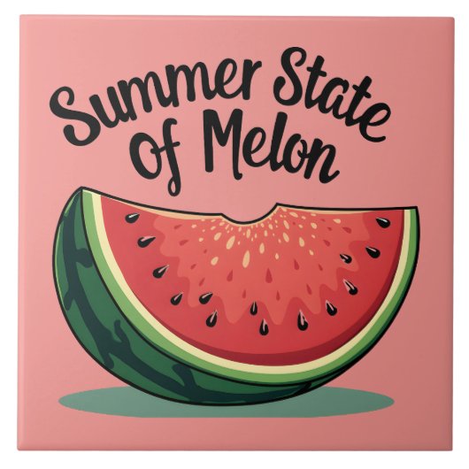 Zomerstaat van Melon Retro Fruit Art Tegeltje (Voorkant)