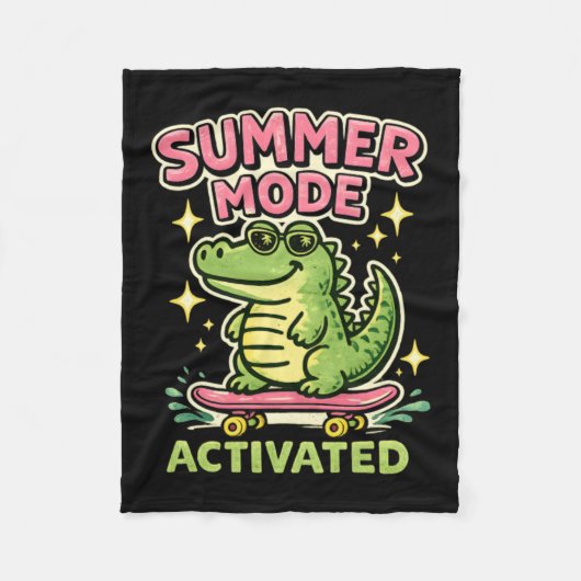 Zomerstand Geactiveerd Schattige Alligator Kunst Fleece Deken (Voorkant)