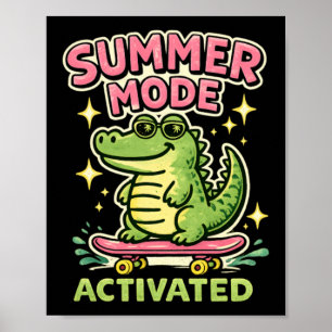 Zomerstand Ingeschakeld Schattige Alligator Kunst Poster
