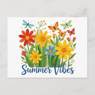 Zomerstemming Bloemen met Vlinders-64534 Feestdagenkaart