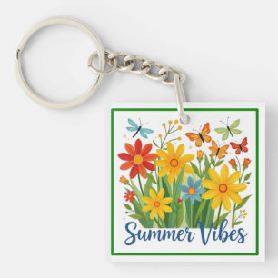 Zomerstemming Bloemen met Vlinders-64534 Sleutelhanger