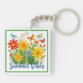 Zomerstemming Bloemen met Vlinders-64534 Sleutelhanger (Achterkant)