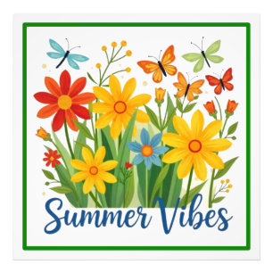 Zomerstemming bloemmotief met vlinders foto afdruk