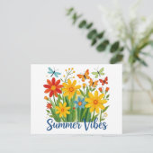 Zomerstemming bloemschikking met vlinders feestdagenkaart (Staand voorkant)