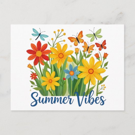 Zomerstemming bloemschikking met vlinders feestdagenkaart (Voorkant)